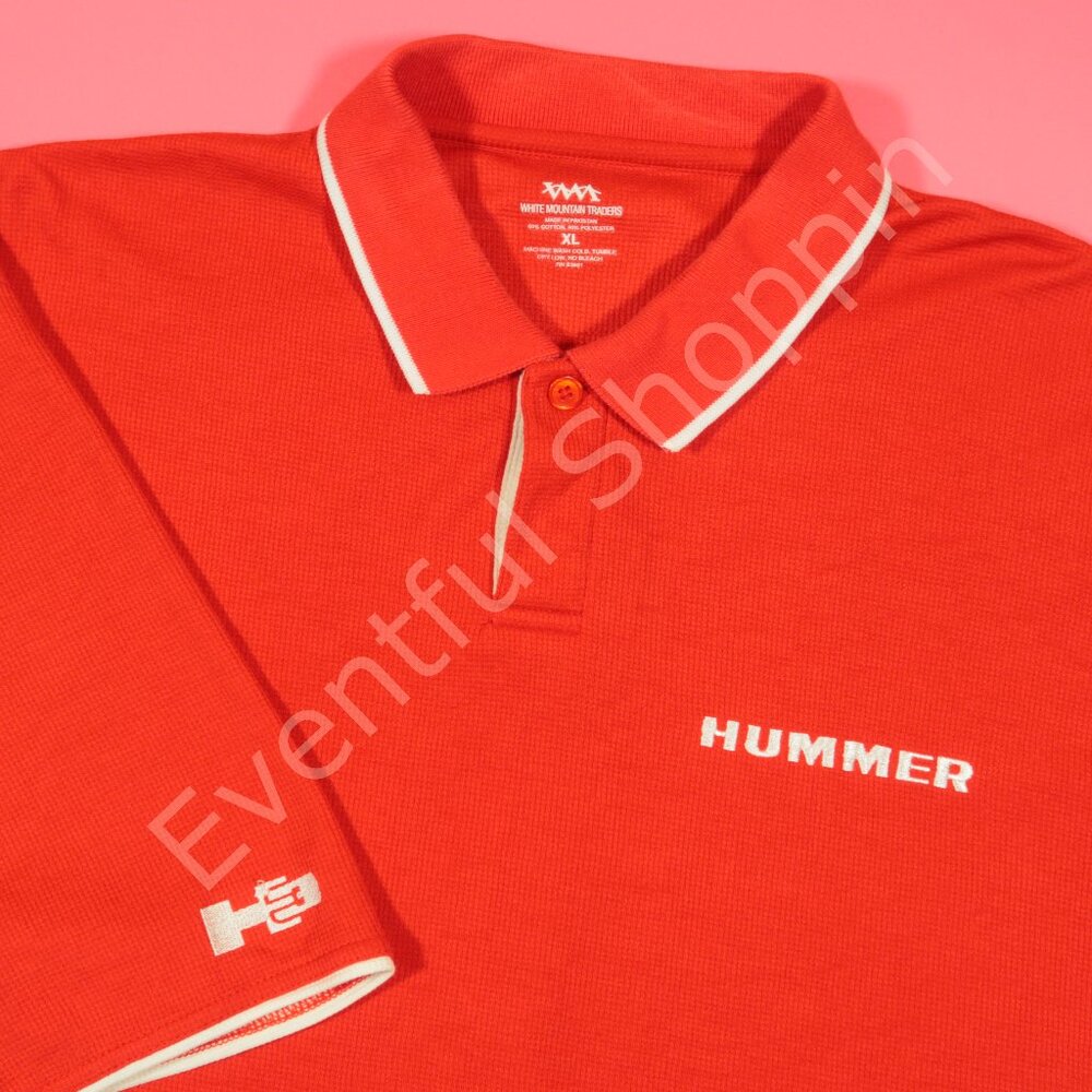 Vintage Hummer Polo Shirt Mens XL Red H3 Textured Short Sleeve Tipped